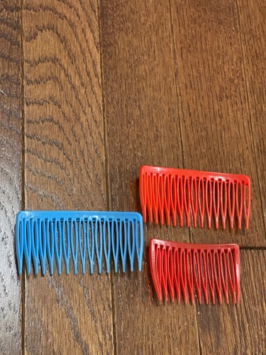 Goody Side Tooth Hair Comb Made in USA 3” & 2.5” Lot of 3 Blue & Red Vintage Vtg
