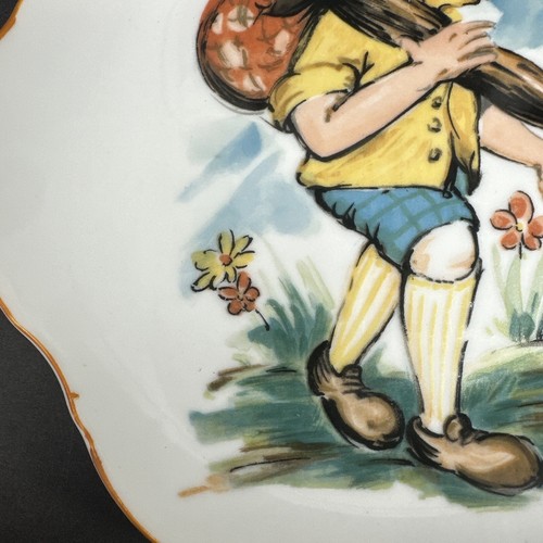 Vintage Enesco 7” porcelain decorative hanging plate Boy Umbrella Spring Flowers - Picture 9 of 12