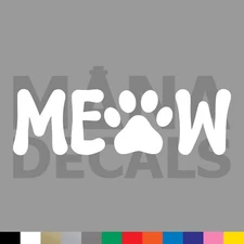 Meow Paw Print Vinyl Die Cut Decal Sticker - Cat Pet Animal
