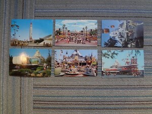 Lot of 6 Vintage Disneyland Postcards (Tomorrowland, Matterhorn, Mad Tea Party)