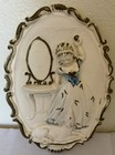 Vintage Chalkware Romantic Princess Dog Wall Sculpture Pictures Feminine 8.5x6”