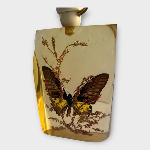 Vintage Butterfly Table Lamp Lucite Resin Perspex MCM 70s Base Floral Retro Work - Picture 6 of 11