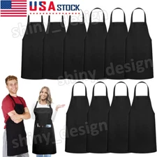 10x Kitchen Chef Bib Apron Cooking 2 Pockets Butcher Catering Restaurant Drawing