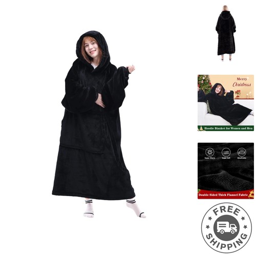 Thick Plush Blanket Hoodie with Sleeves - Relaxed Fit for Ultimate Comfort