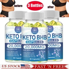 3 X KETO BHB 2,000mg PURE Ketone FAT BURNER Weight Loss Diet Pills Ketosis