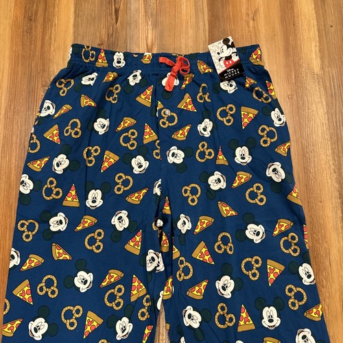 NWT Disney Pajamas Unisex Large L Blue Mickey Mouse Sleepwear Pizza & Pretzel - Picture 3 of 7