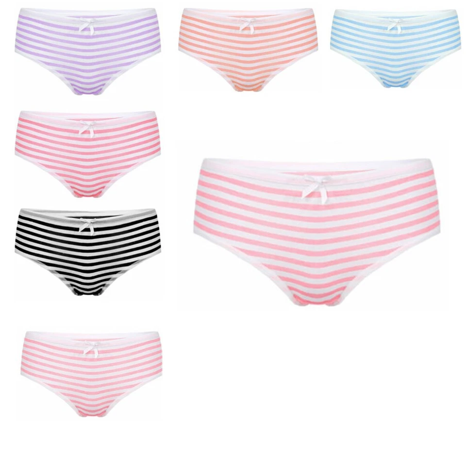 Women's Cotton Striped Briefs Panties Anime Cosplay Underwear Bikini Bottom - Image 2 of 4
