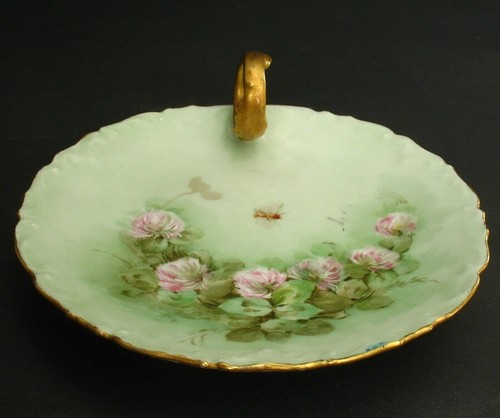 6” Antique/Vintage T&V Limoges Lemon Plate/Candy Dish/Nappy, painted HONEY BEE - Picture 2 of 8