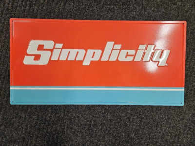 SIMPLICITY MOWER 100 YR DESIGN METAL SIGN NEW 23.5'' X 11.5'' TRACTOR MAN CAVE