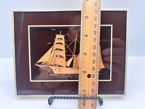 Korkbild - Diorama - Sailing Ship - Framed - Handmade - Spain 6.5" x 5.5" 1970s - Picture 6 of 7