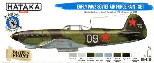 HATAKA HTK BS33 Early WWII Soviet AF Acrylic Paint Set Blue Line 8 x 17ml