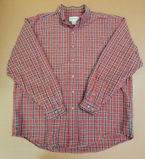 2XL Eddie Bauer Heavy Cotton Men  s Red Plaid Button Down/Up Long Sleeve Shirt