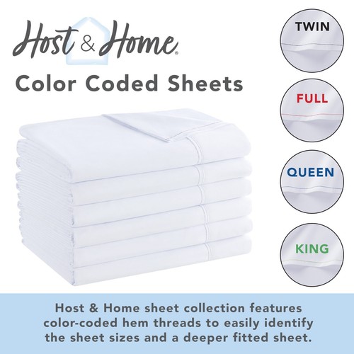 Microfiber Flat Bed Sheets (6 Pack), Color and Size Options, Color Coded Hem - Picture 21 of 45
