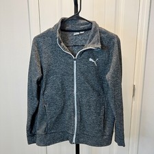 PUMA Collared Jacket Gray Youth 14-16 Long Sleeves Zipper Pockets