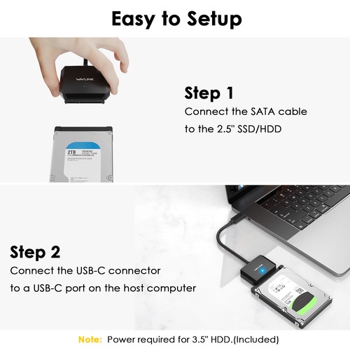 USB C to SATA III Hard Drive Adapter Cable Drive Connector for 2.5"/3.5" HDD/SSD - Picture 7 of 8