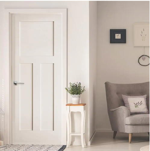 Prehung 3 Flat Panel Primed Mission Shaker Stile &Rail Solid Core MDF Wood Doors - Picture 7 of 12