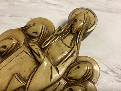 Vintage Letztes Abendmahl Skulptur Wandrelief Kunst religiös handgeschnitzt 3D orthodox - Bild 15 von 16