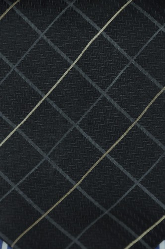 Altea Men's Tie Charcoal Gray & Gold Geometric Woven Silk Necktie 59 x 3.75 in. - Picture 3 of 4