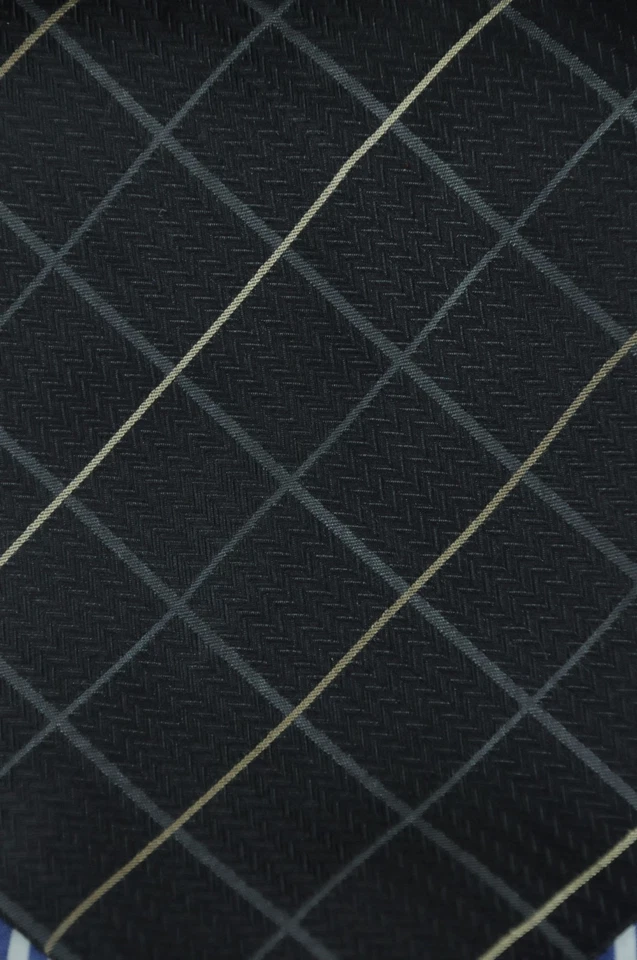 Corbata de seda tejida geométrica gris carbón y dorada Altea para hombre 59 x 3,75 pulgadas Foto 3 de 4