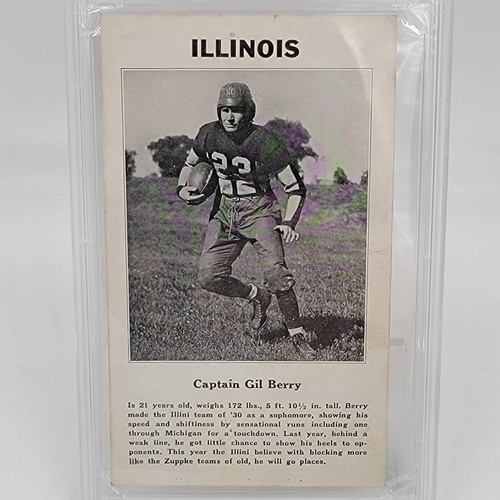 1933 College Captains Gil Berry Illinois PSA 1 Cert #21390645 - Picture 3 of 5