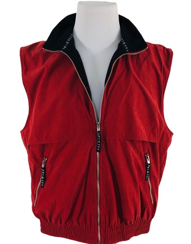 Mens Golf Vest Size M Red Tumble Brook Country Club Logo Lined Fleece Lined - Picture 3 of 9