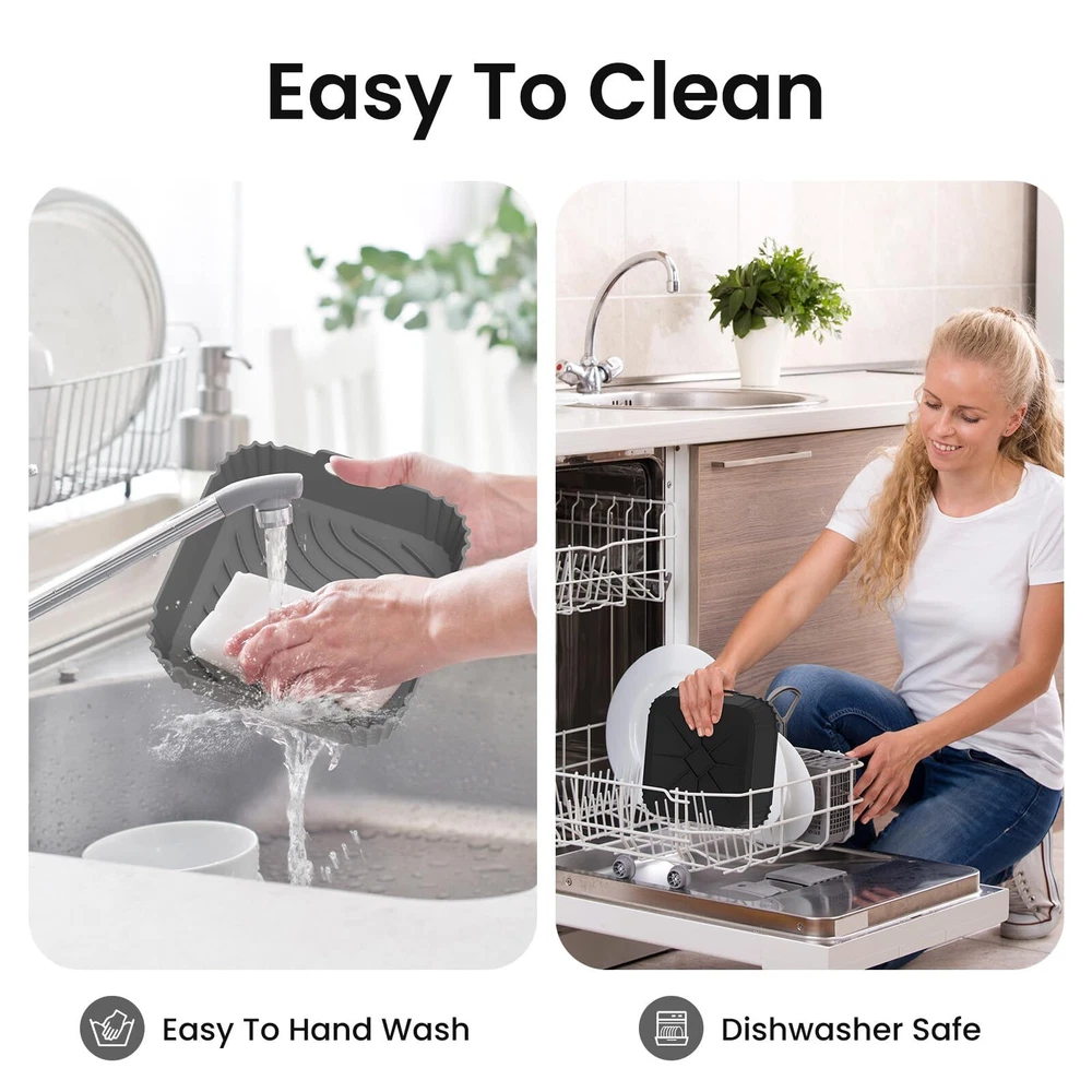 Air Fryer Silicone Liners Square 2 Pack 7.7inch Airfryer Liners 4-7 QT Reusable Air Fryer Silicone Liners Square 2 Pack 7.7inch Airfryer Liners 4-7 QT Reusable