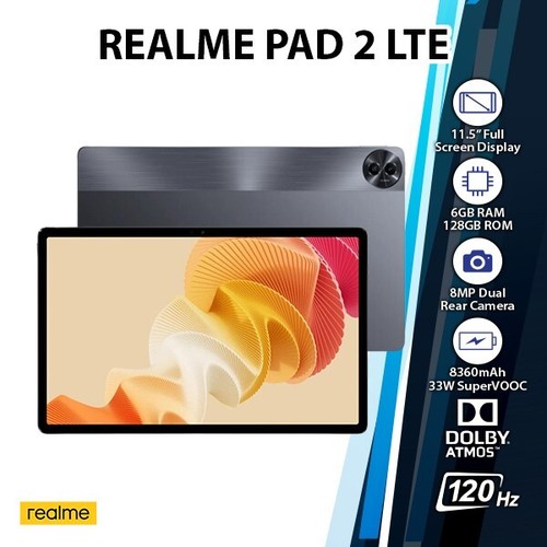 Realme Pad 2 LTE Global Ver. Android PC Tablet – (6+128GB, Grey, LTE/Wi-Fi+4G) - Afbeelding 1 van 5