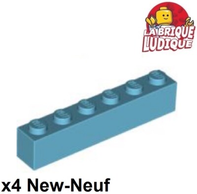 Lego 4x Stein Brick 1x6 6x1 Mittelblau/Medium Azur 3009 NEU