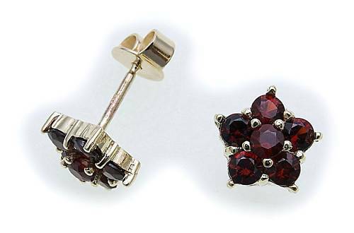 Women Earrings Garnet in Gold 333 Yellow Gold Quality - Picture 1 of 2