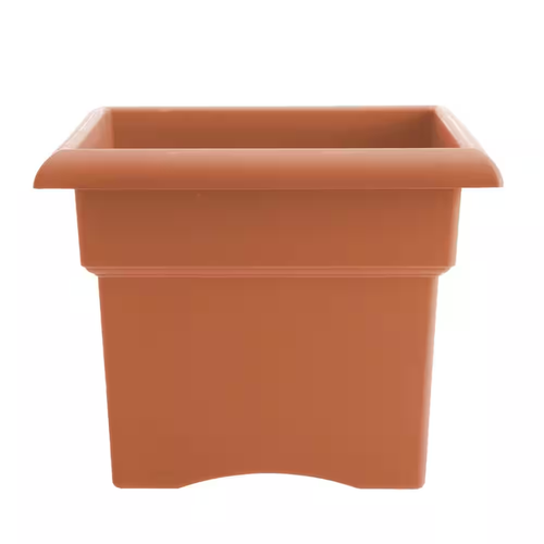 Veranda Square 14 In. Terra Cotta Plastic Deck Box Planter