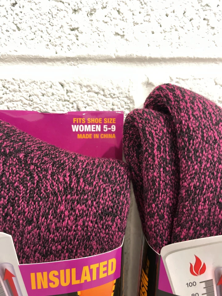 Polar Extreme Women's Insulated Thermal Socks Shoe Size 5-9 2 Pk Pink/Black - Image 2 of 3