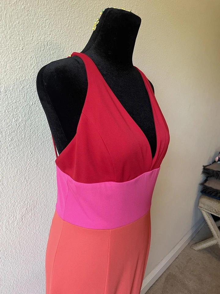 винтажное розовое многоцветное макси-платье - Изображение 2 из 4