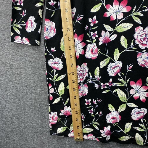 J Jill Dress XS Wearever Collection Black Floral 3/4 Sleeve Super Soft NEW - Picture 6 of 9