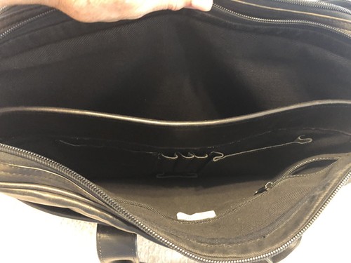Maletín de cuero negro bolsa mensajera en buen estado unisex - Imagen 4 de 11