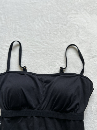 Time and Tru Womens Black Adjustable Straps Rib Cheeky One Piece Swimsuit Size L - Picture 20 of 20