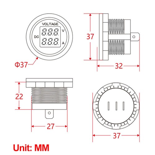 Blue LED Digital Display Volt Meter Ammeter Voltage Car Voltmeter Amp Dual Round - Picture 3 of 9