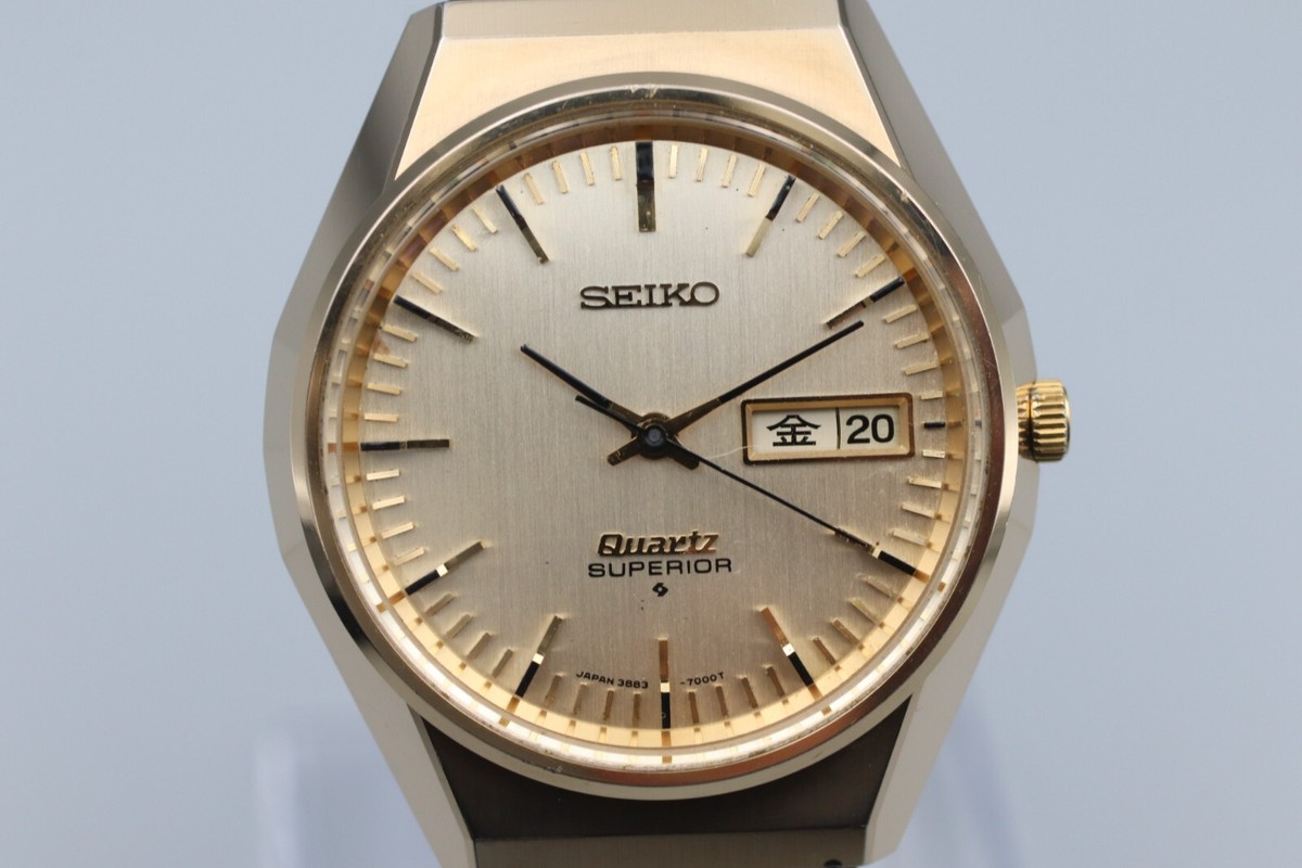 Near Mint* Vintage Seiko Superior 3883-7000 Quartz Gold Dial