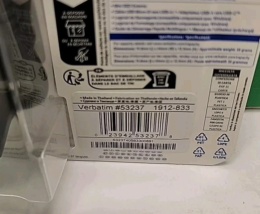 1 Terabyte Verbatim Store n Go Mini SSD - USB 3.2 Gen 1 With USB Adapter - 53237 - Image 3 of 3