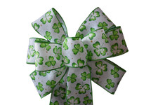10" Hand Made Wired Shamrock St. Patrick's Day Wreath Bow Irish Green Clover