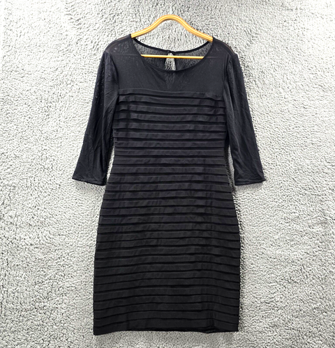 Anthea Crawford Womens Bodycon Dress Size 12 Black Stretch Knit Pleated