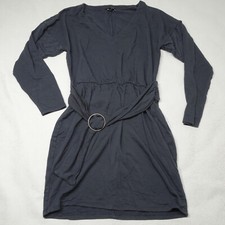 Express Size M Grey Long Sleeves Belted Sweater Dress V Neck