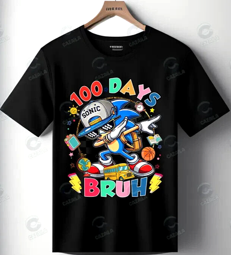 100 Days of School Bruh T-Shirt für Jungen - Sonic - Jugend Größen XS-XL verfügbar