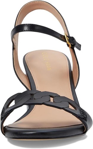 Cole Haan Josie Black Leather Ankle Strap Rounded Open Toe Block Heeled Sandals - Bild 2 von 6