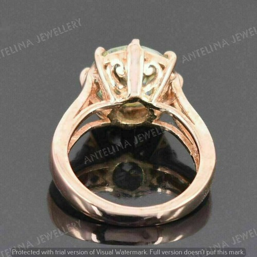 2.50Ct Round Cut Aquamarine Women's Unique Engagement Ring 14K Rose Gold Finish - Picture 5 of 11