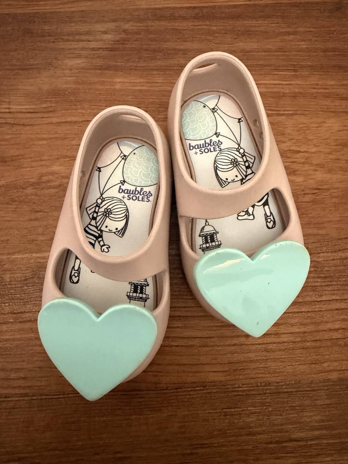 Zapatos Zapatilla Ballet Kaia Adornos + Suelas Rubor Rosa Turquesa Corazón Talla 5 Niños