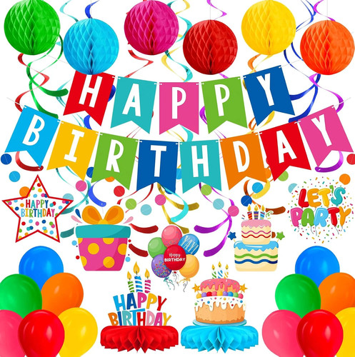 Birthday Decorations Kit: Happy Birthday Banner,birthday Circle Confetti Kids'