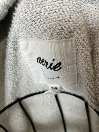 Aerie Oversized French Terry Pullover Sweater Gray Size Medium Distressed - Bild 2 von 3