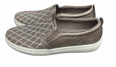 Skechers Street Goldie Diamond Darling Slip On Shoes Womens 8.5 Pewter Sparkle