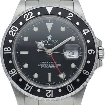 ROLEX GMT Master 2 16710(P) Edelstahl Herrenuhr schwarz GEBRAUCHT