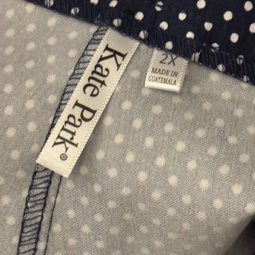 Kate Park Womens 2X Polka Dot Shorts Blue White Polyester & Nylon Blend - Picture 2 of 12